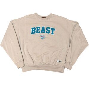 Mr. Beast Women's Sweatshirt Gray Logo Spell‎ Out Size Medium Oversized